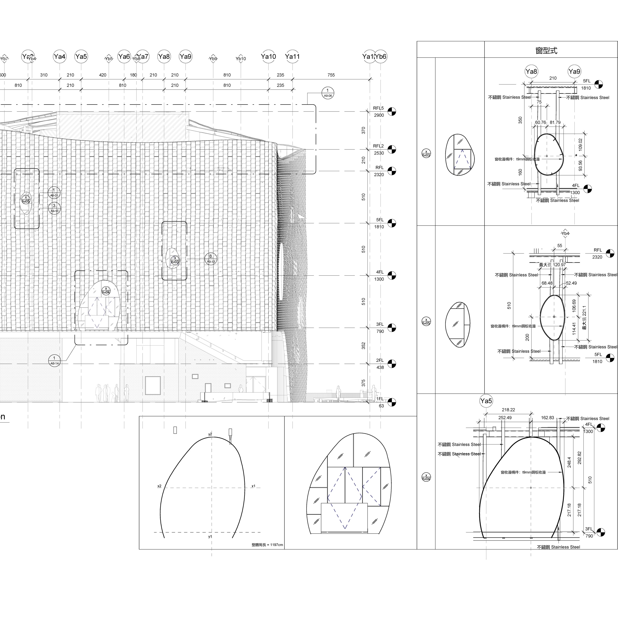 Parametric elevation with linked window detail drawings