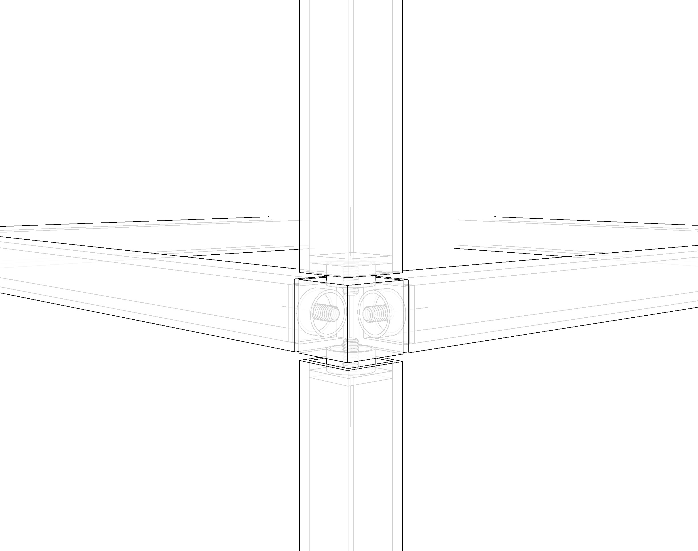 Revit-modeled modular corner connection with bolted joint