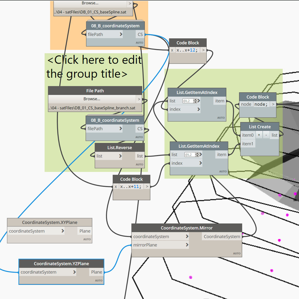 Coordinate-system constraints loaded from SAT files in a Dynamo graph