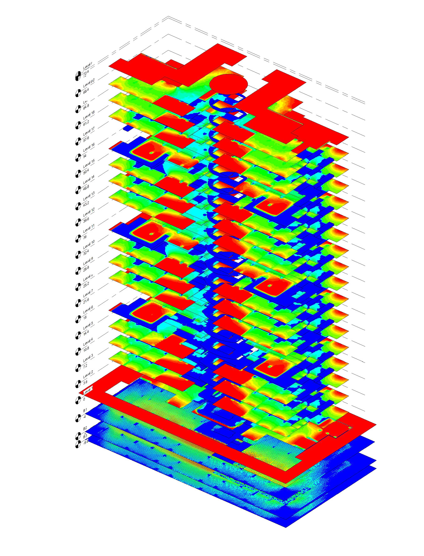 Stacked-floor daylight analysis from a Revit model